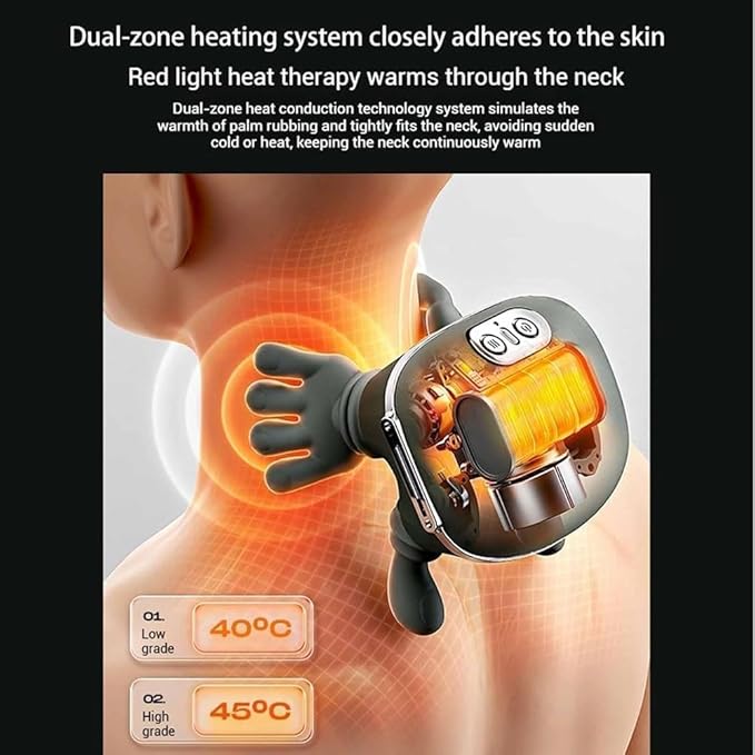 Bionic Heated Massager, Wireless Portable Shiatsu Neck and Back Massager, Electric Deep Tissue 4D Kneading Massage, Simulated Human Hand Design for Pain Relief and Muscle Relax