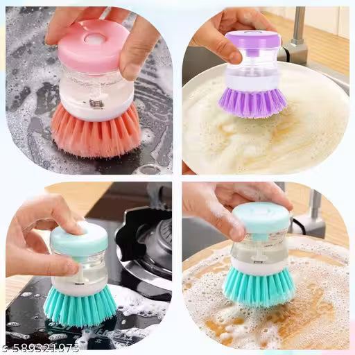 Kitchen Liquid Dishwashing Brush with Built-in Soap Dispenser.