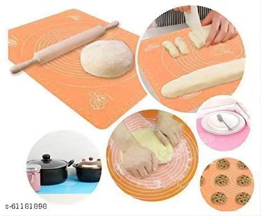 Silicon Fondant Rolling Mat Or Silicone Baking Sheet With Measurements Stretchable For Kitchen Roti Chapati Cake Pad Cooking Dough Atta Kneading (Multicolour) Other Kitchen Tools