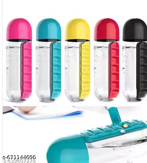 Medicine Pill Bottle Organizer with Water Bottle