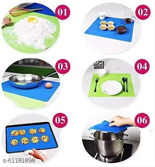 Silicon Fondant Rolling Mat Or Silicone Baking Sheet With Measurements Stretchable For Kitchen Roti Chapati Cake Pad Cooking Dough Atta Kneading (Multicolour) Other Kitchen Tools