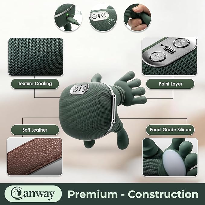 Bionic Heated Massager, Wireless Portable Shiatsu Neck and Back Massager, Electric Deep Tissue 4D Kneading Massage, Simulated Human Hand Design for Pain Relief and Muscle Relax