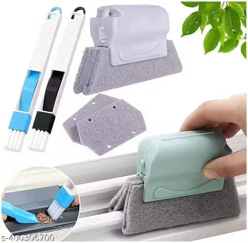 Combo of Window Groove Frame Cleaning and Window Slot Keyboard Dust Cleaning Brushes with Mini Dustpan
