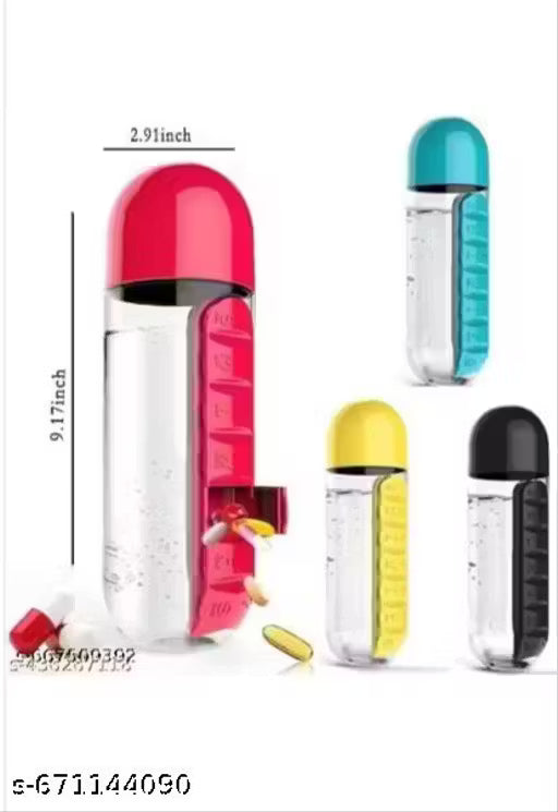 Medicine Pill Bottle Organizer with Water Bottle