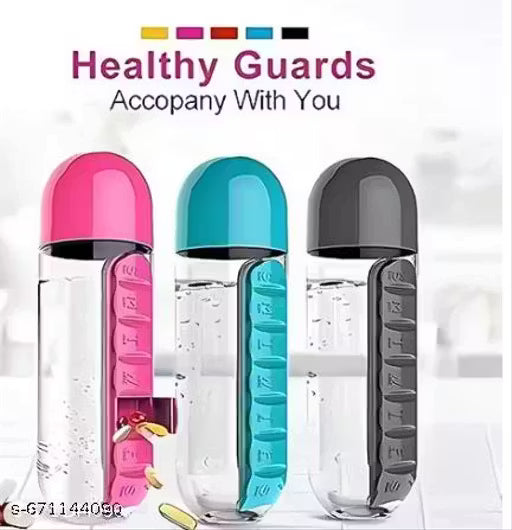 Medicine Pill Bottle Organizer with Water Bottle