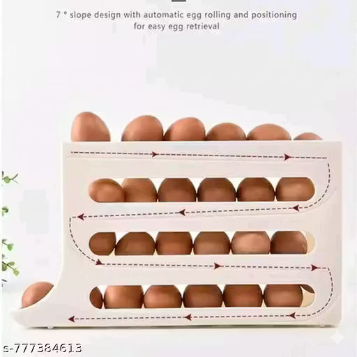Egg Rack, Can Hold 30 Eggs, Automatic Rolling Egg Rack is Designed for Refrigerator,Stackable and Space-Saving,Suitable for Kitchen Refrigerator Tabletop Organization.