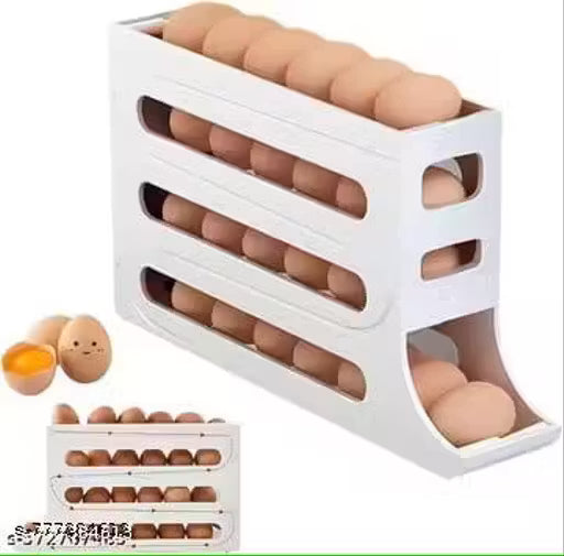 Egg Rack, Can Hold 30 Eggs, Automatic Rolling Egg Rack is Designed for Refrigerator,Stackable and Space-Saving,Suitable for Kitchen Refrigerator Tabletop Organization.